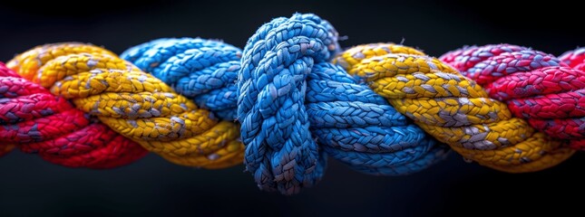 Unity in Diversity: Colorful Rope Knot Symbolizing Strength, Teamwork, and Community Support