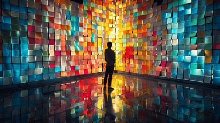 Innovative brainstorming session in a high-tech office environment