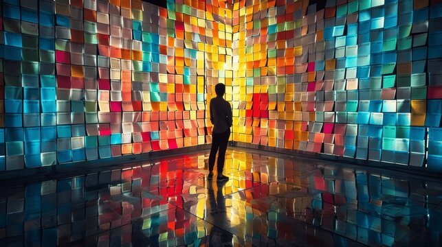 Innovative brainstorming session in a high-tech office environment