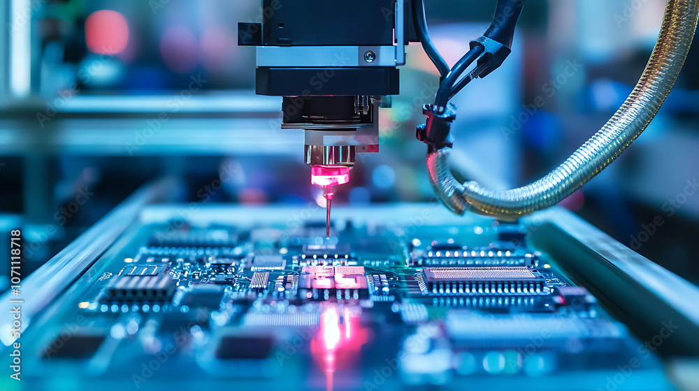 Poster automated pick and place machine assembling electronic circuit boards