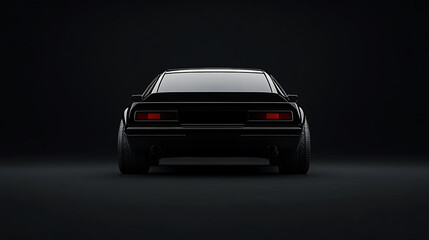 Back view of a generic and unbranded car isolated on a black background