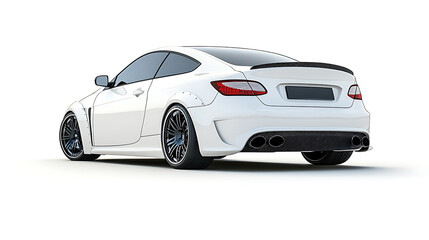 Back view of a generic and unbranded car isolated on a white background