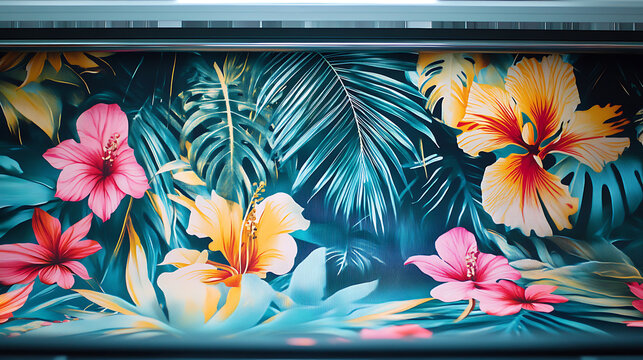 A sublimation printer producing vibrant, customized fabric with a tropical floral pattern