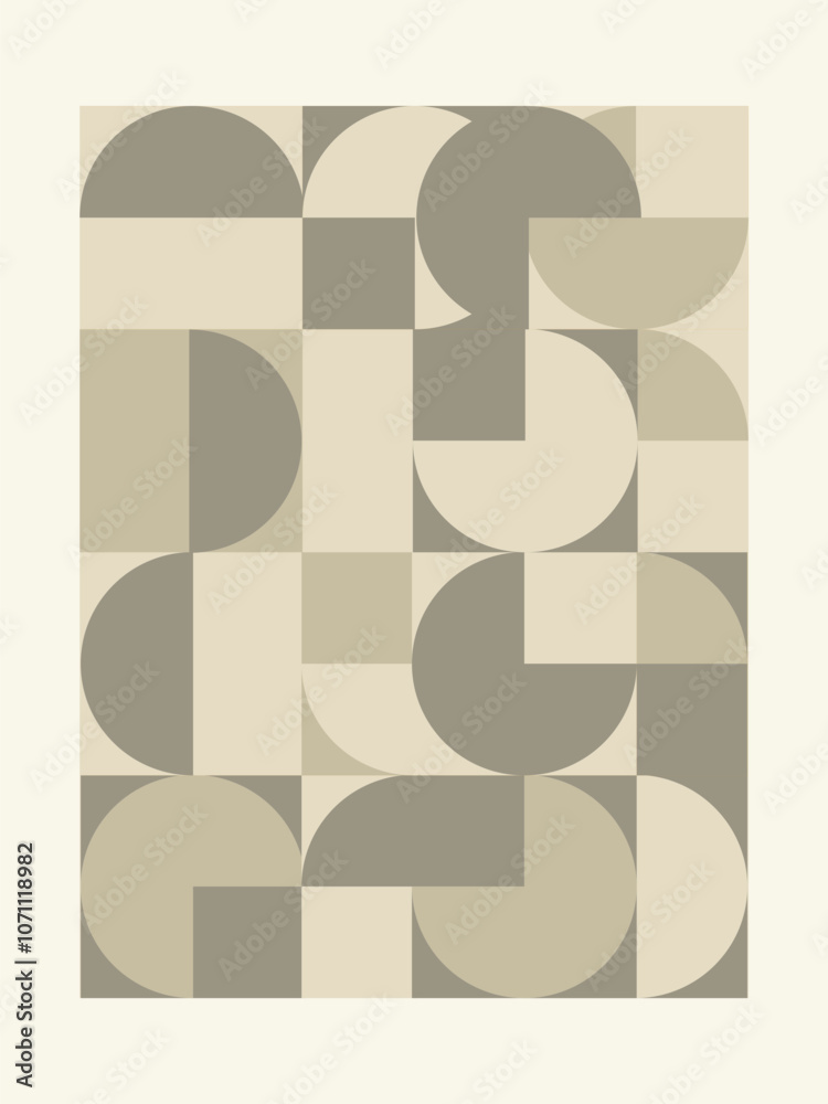 Fototapete Abstract geometric artwork design with simple shapes and figures. Vertical pattern graphics with geometrical elements. Perfect for web banner, business presentation, branding package, fabric print.