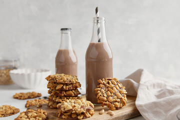 A heap of Portugues traditional peanut cookies known as Bolachas de Amendoim on the wooden board