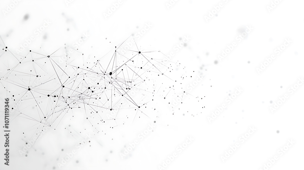 Poster Abstract background with a neural network and neurons Neon gradient style, light grey color, white background