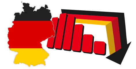 Germany in trouble, shape of the map, german style colors design, isolated symbol icon