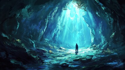 Obraz premium Mystical Cave with Ethereal Light Rays
