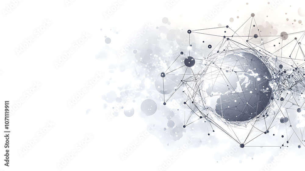 Leinwandbilder abstract global network concept with planet earth and connecting lines and dots, a technology backgr