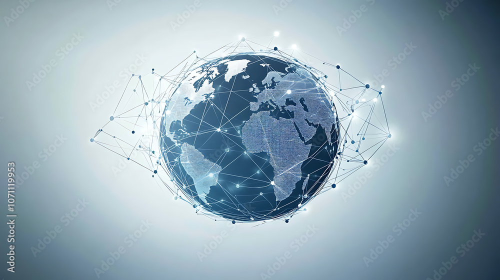 Leinwandbilder abstract global network concept with planet earth and connecting lines and dots, a technology backgr