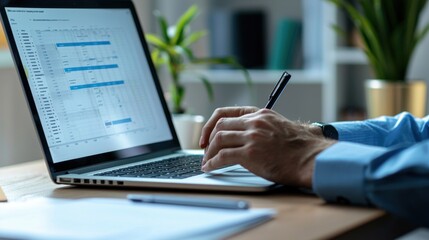 Focused Professional Working on Project Timeline