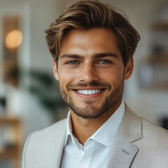 Obraz premium Close-up Portrait of confident businessman in office
