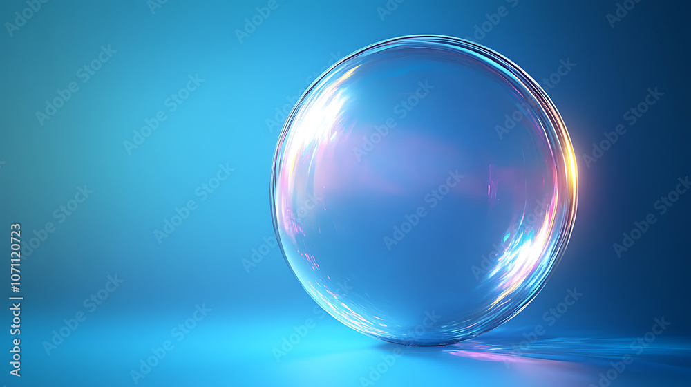 Aufkleber An abstract glowing bubble shield element or template for text, isolated on a blue background with a futuristic light style