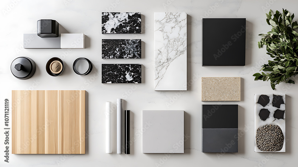 Poster assortment of various kitchen countertop materials displayed in different colors and textures