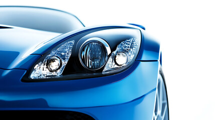 Closeup on the headlight of a generic and unbranded electric car