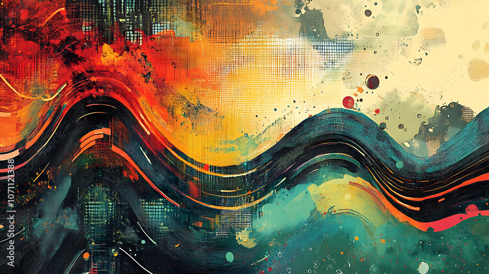 Leinwandbilder an illustration of an abstract stream conveys themes of artificial intelligence, big data, technolog