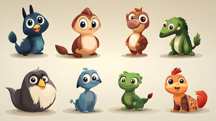 Cartoon Animals: Design beautiful cartoon animals in a simple vector illustration style, highlighting their charm and playfulness.Generated with AI 