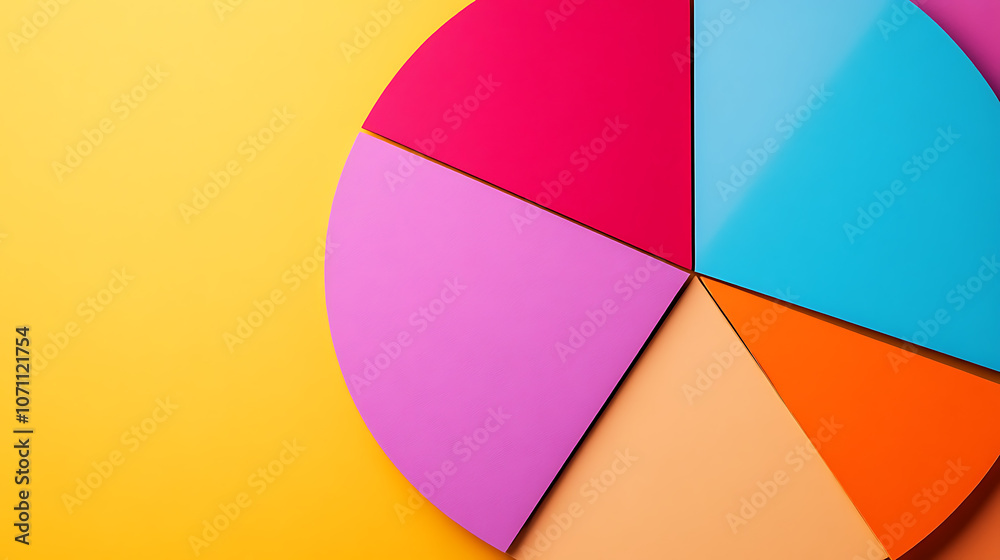Aufkleber Bold pie chart representing market segmentation with vibrant colors and distinct segments
