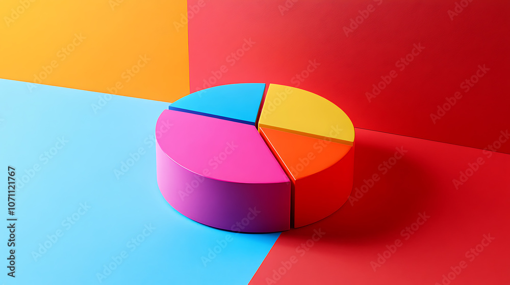 Poster Bold pie chart representing market segmentation with vibrant colors and distinct segments
