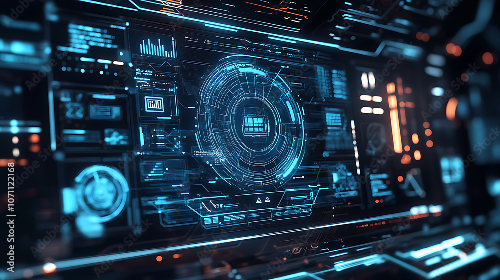 Fototapete Futuristic interface displaying secure network with advanced tech protocols