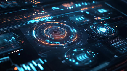 Obraz premium Futuristic digital user interface with glowing circular elements
