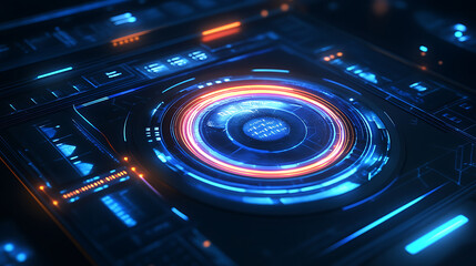 Obraz premium Futuristic digital user interface with glowing circular elements