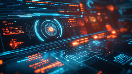 Fototapeta premium Futuristic interface displaying secure network with advanced tech protocols