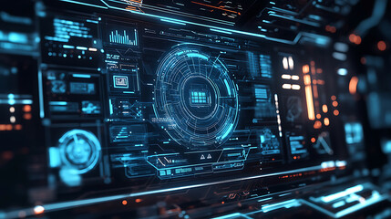 Obraz premium Futuristic interface displaying secure network with advanced tech protocols