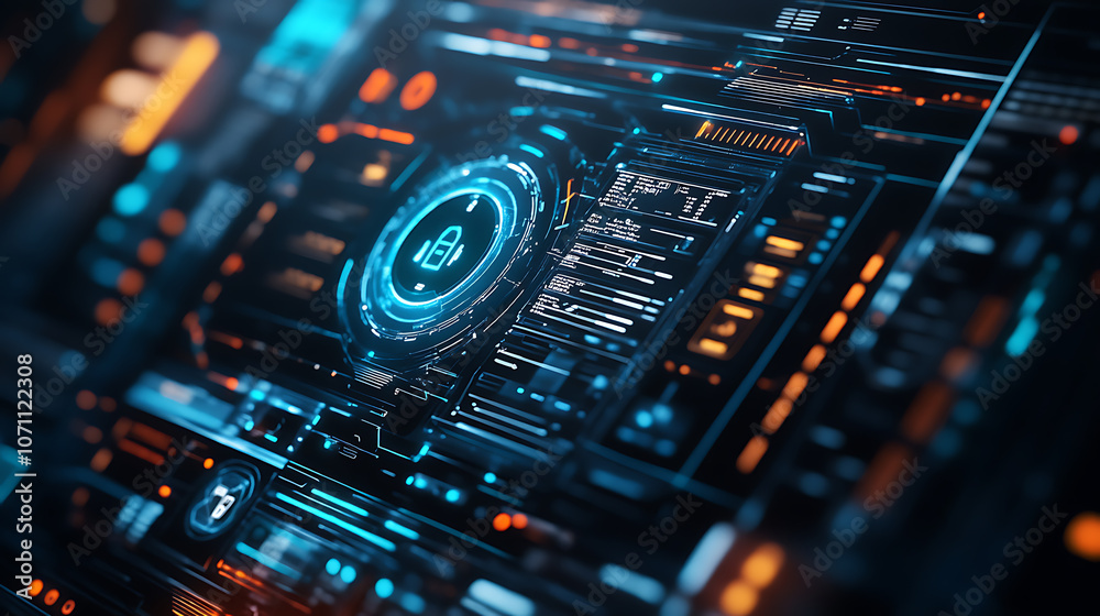 Fototapete futuristic interface showcasing advanced tech security protocols