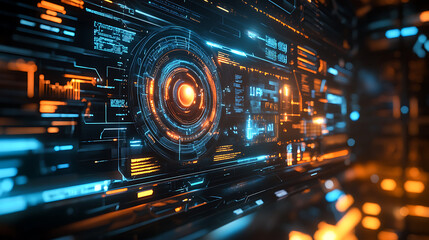 Fototapeta premium Futuristic interface showcasing advanced tech security protocols