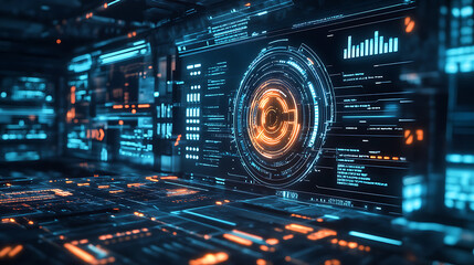 Fototapeta premium Futuristic interface showcasing advanced tech security protocols