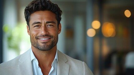Obraz premium Close-up Portrait of smiling businessman in office