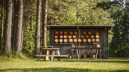 Clay pigeon trap shooting setup, including clay targets, representing the sport of trapshooting