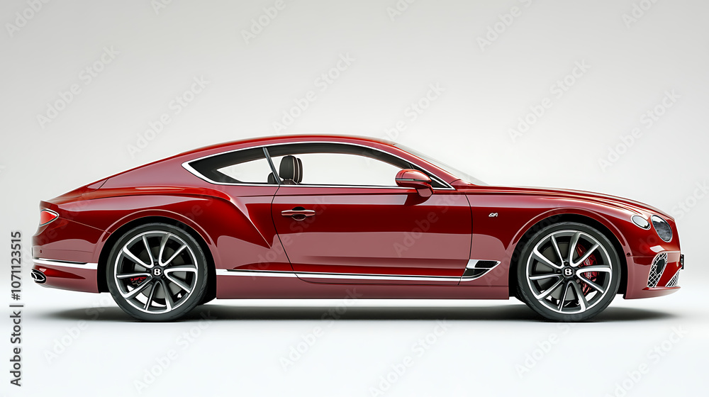 Aufkleber lateral view of a generic and unbranded red luxury car on a white background