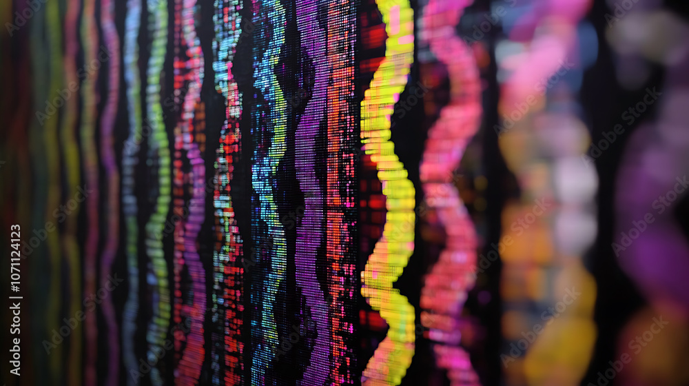 Leinwandbilder Digital representation of dna helix with data points, illustrating bioinformatics and genetic data analysis