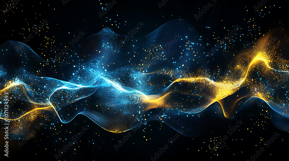 Aufkleber dynamic financial graph with glowing blue and yellow lines