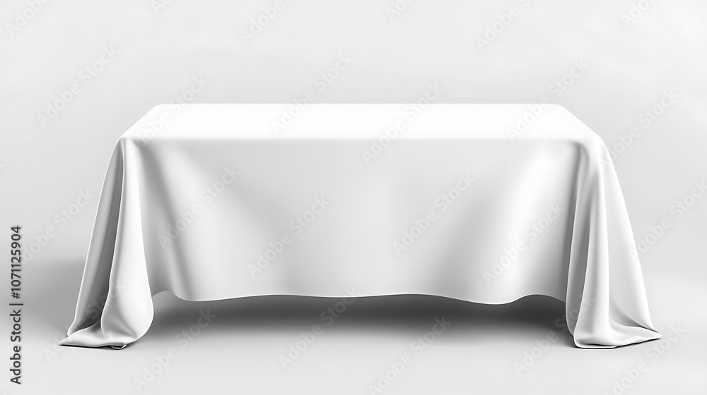 Aufkleber a realistic white tablecloth set that is either isolated or folded, covering furniture or a table wi