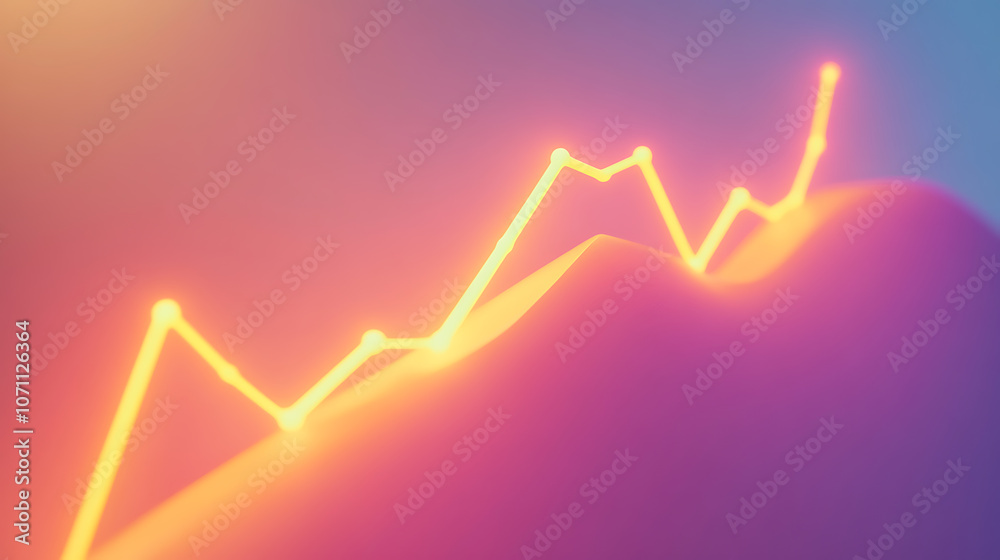 Poster increasing line graph on vibrant gradient background business growth concept 3d render