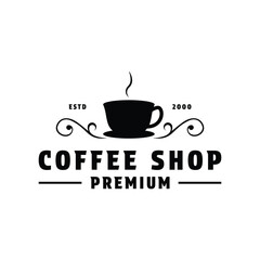 coffee shop logo vector mug icon concept design vintage style