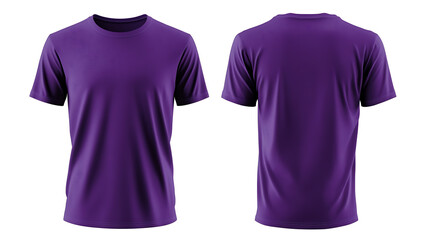 purple tshirt mockup front and back views on white background vector template for apparel design