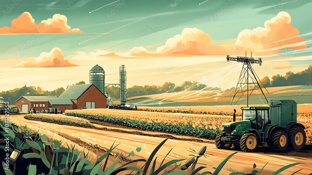 Aufkleber the internet of things is transforming agriculture with smart farms that utilize wireless control, i