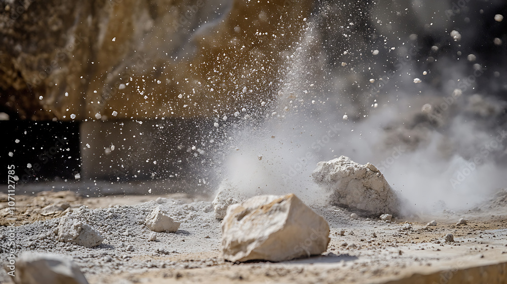 Poster the moisture absorption process of quicklime in action