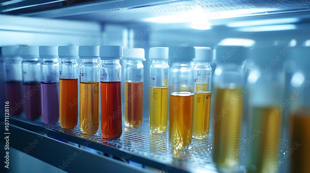 Poster Vials stored in a temperature-controlled environment, highlighting the importance of maintaining specific temperatures for sensitive substances