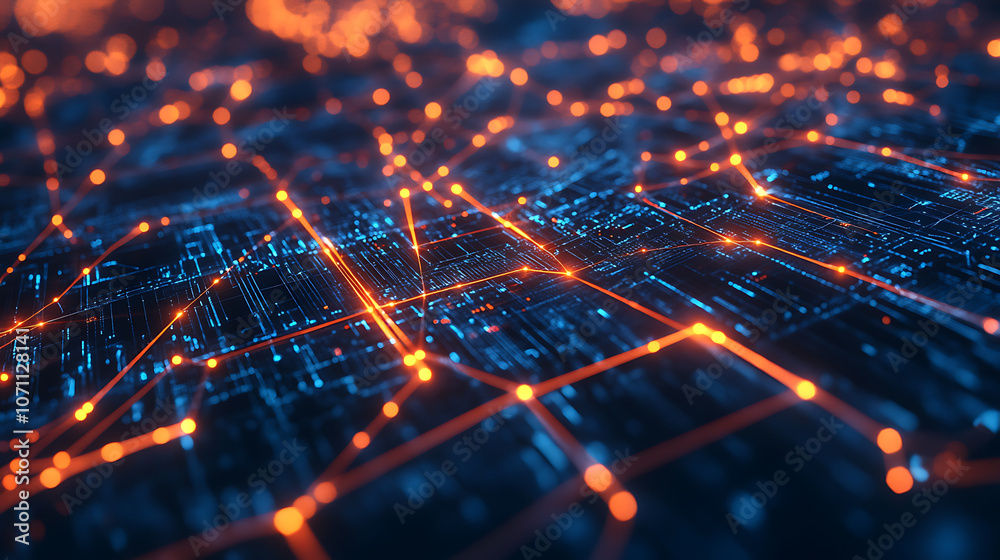 Poster abstract digital network map of usa representing data transfer and connectivity technology concept