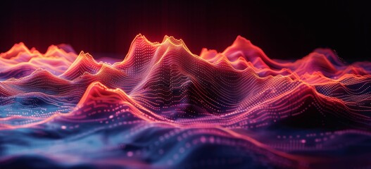 Futuristic Data Visualization: Abstract 3D Digital Waves and Geometric Shapes