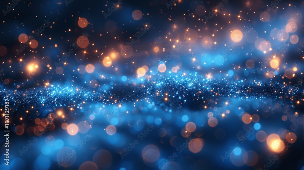Poster Dark Blue Gradient Background with Glowing Light Effects and Grainy Texture
