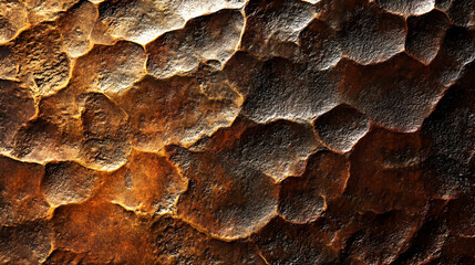 Hammered Metal Texture: the rough, rugged appearance of heavily hammered metal, focusing on deep indentations and a unique finish.Generated with AI 