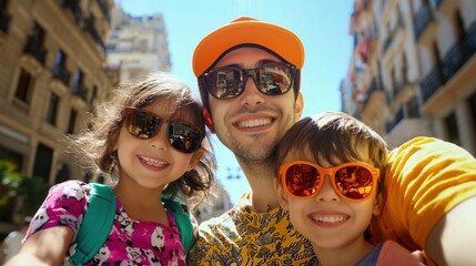 Family Enjoying a Guided City Tour in Historic Setting