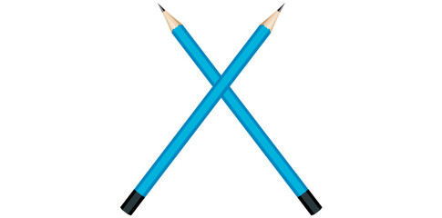 Crossed Pencils School Supplies Vector Illustration. 