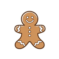 A cheerful gingerbread man with icing decorations, symbolizing holiday treats and festive baking traditions.